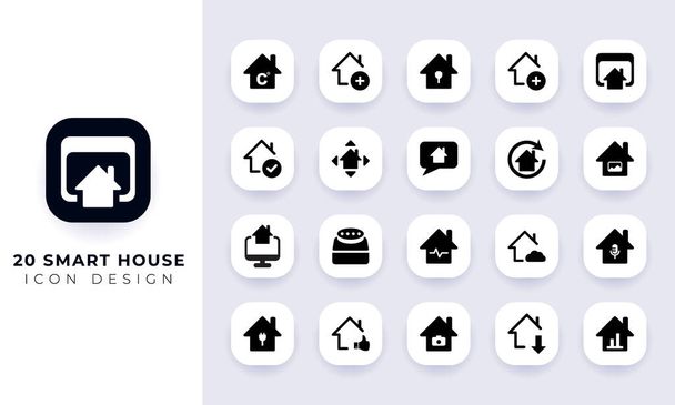 Minimalny płaski pakiet ikon inteligentnego domu. W tym opakowaniu zawierają dwadzieścia różnych ikon inteligentnego domu. - Wektor, obraz