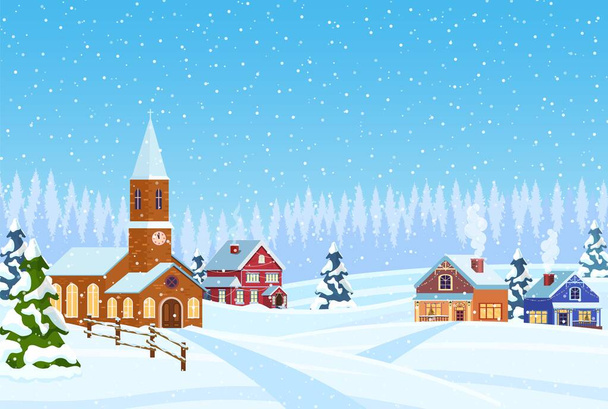 Suburban house covered snow. - Vector, Image