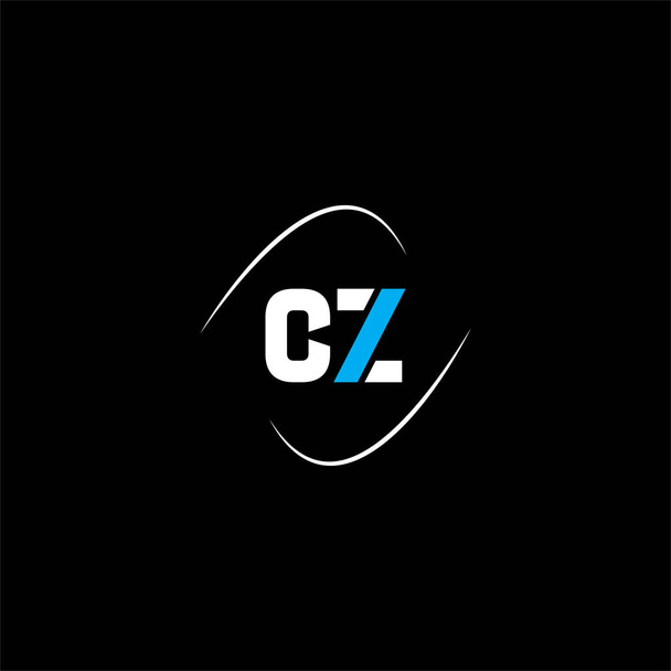 Логотип літери C Z абстрактний дизайн на фоні чорного кольору, монограма
 - Вектор, зображення