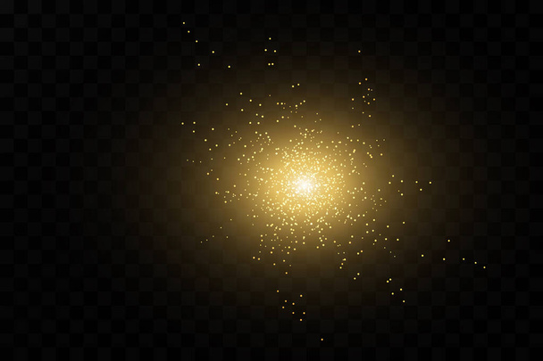 Christmas light effect. Sparkling magical dust particles.The dust sparks and golden stars shine with special light. - Vector, Image
