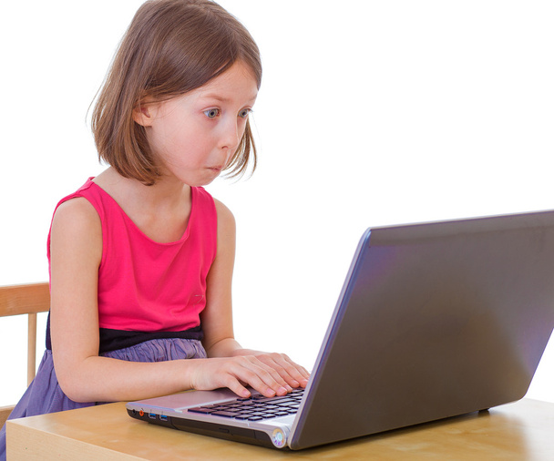  girl sitting at a laptop. - Fotografie, Obrázek