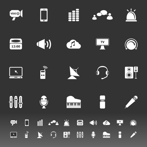 Sound icons on gray background - Vektor, Bild