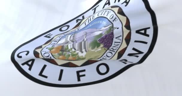 Drapeau de la ville de Fontana, dans l'État de Californie, États-Unis boucle - Séquence, vidéo