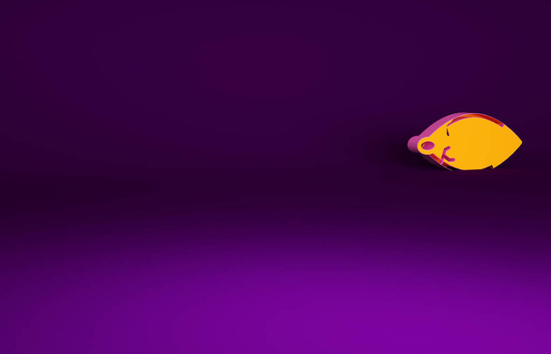 Orange Rötliches Auge aufgrund viraler, bakterieller oder allergischer Bindehautentzündung auf violettem Hintergrund. Minimalismus-Konzept. 3D Illustration 3D Renderer. - Foto, Bild