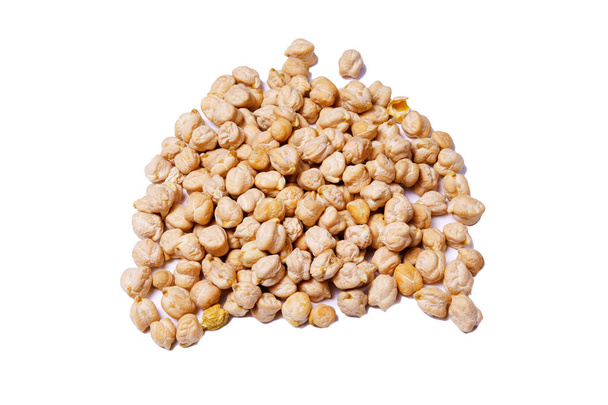 Pile dry white chickpeas isolated on a white background - Photo, Image