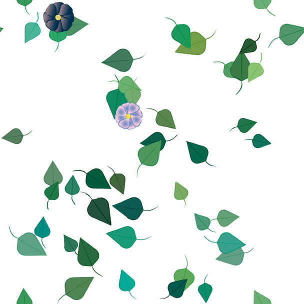 eenvoudige bloemen met groene bladeren in vrije samenstelling, vector illustratie - Vector, afbeelding