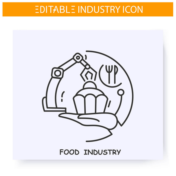 食品業界のラインアイコン。編集可能なイラスト - ベクター画像