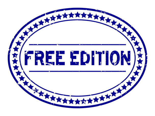 Grunge kék ingyenes kiadás szó ovális gumi pecsét fehér háttér - Vektor, kép
