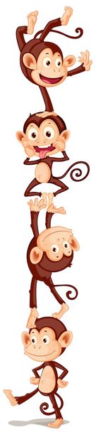 Четыре игривые обезьяны
 - Вектор,изображение
