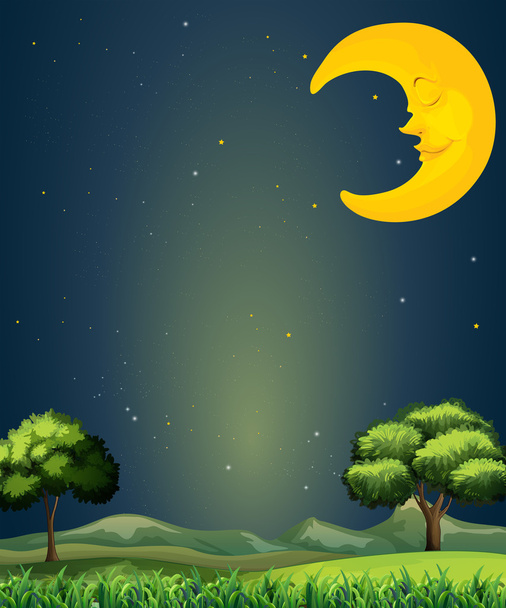 ένα φωτεινό ουρανό με ένα ύπνου φεγγάρι - Διάνυσμα, εικόνα