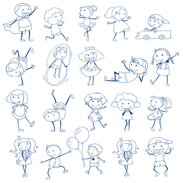 Sketch of kids playing - Vector, Image