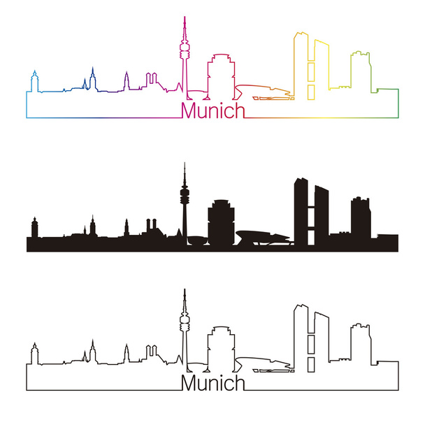 虹とミュンヘン スカイライン直線的なスタイル - ベクター画像