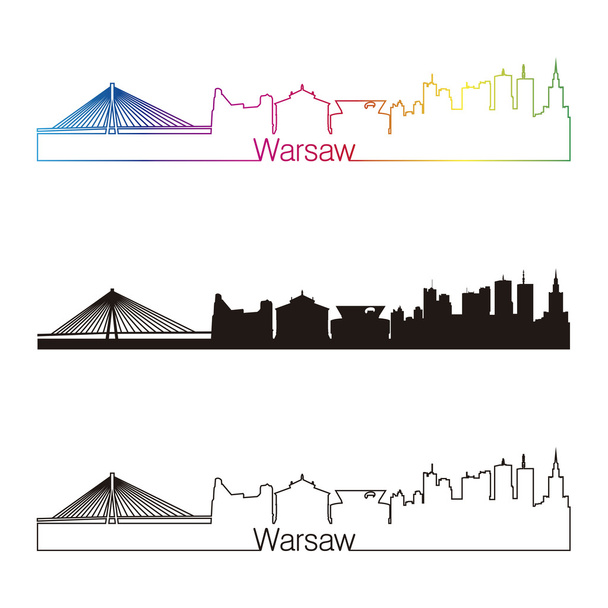 Skyline Varsavia stile lineare con arcobaleno
 - Vettoriali, immagini