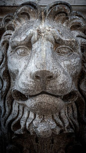 Стародавні елементи оздоблення лякаючих левів на даху Базиліки Сан Марко і Палацу Дож у Венеції, Італії, влітку, під час замикання, деталі. - Фото, зображення