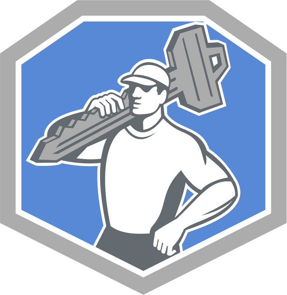 Serrurier Carry Key Shield Rétro
 - Vecteur, image