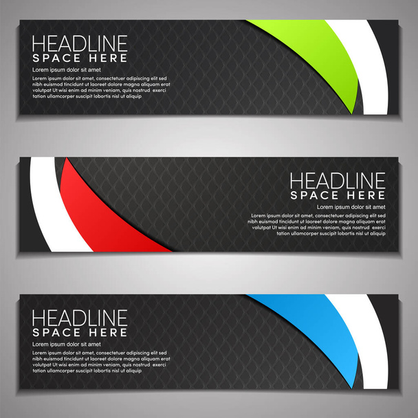 Web Banner etiketiyle Modern Şirket İşletme Şablonu Şablonu Yatay. Siyah ve Koyu Metal desenli renk şeritleri - Vektör, Görsel