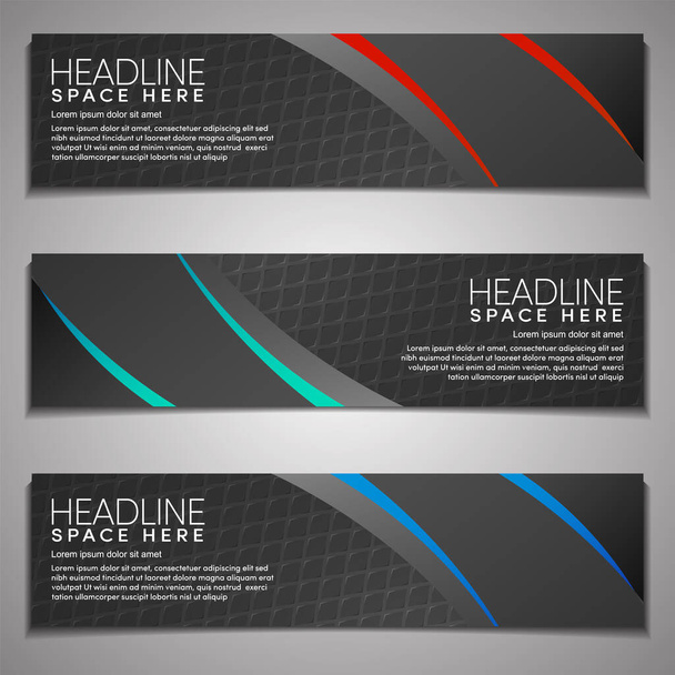 Web Banner label Background Modern Company Business Office Template Design Horizontal. tmavě černé pozadí se světlou barvou. Dynamic Line Sports, čistý čistý - Vektor, obrázek