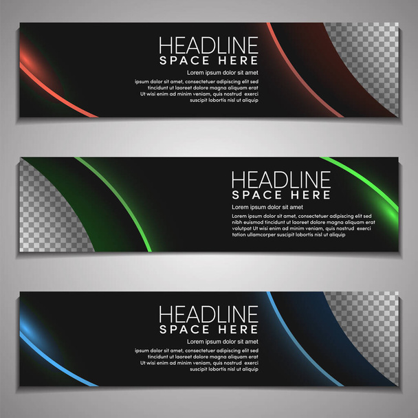 Web Banner label Background Modern Company Business Office Template Design Horizontal. tmavě černé pozadí se světlou barvou. Dynamic Line Sports, čisté elegantní .dark abstraktní moderní vektorové šablony pozadí textury překrývající vrstvy - Vektor, obrázek