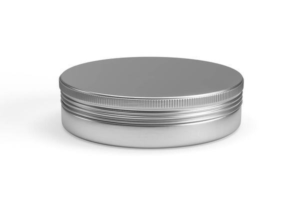 Maquilhagem de jarra cosmética metálica isolada em fundo branco renderização 3D - Foto, Imagem