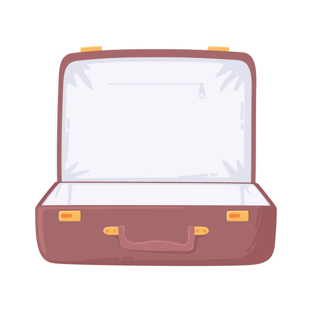 открытый чемодан винтажный пустой икона изолированный дизайн - Вектор,изображение