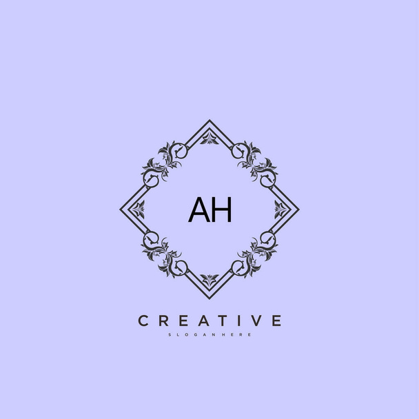 AH Beauty vector αρχικό λογότυπο τέχνης, γραφικό λογότυπο της αρχικής υπογραφής, γάμος, μόδα, jewerly, μπουτίκ, floral και βοτανικό με δημιουργικό πρότυπο για κάθε εταιρεία ή επιχείρηση. - Διάνυσμα, εικόνα