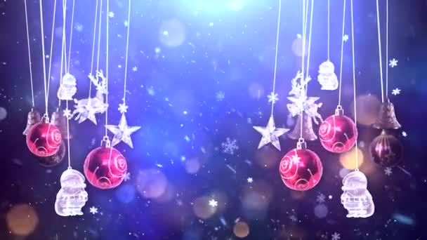 Uusi vuosi ja joulun tausta. Söpö animaatio Merry Christmas kaiverrus joulukuusi ja lumihiutaleet kuuluvat. Hyvää joulua ja joululahjoja taustaa - Materiaali, video