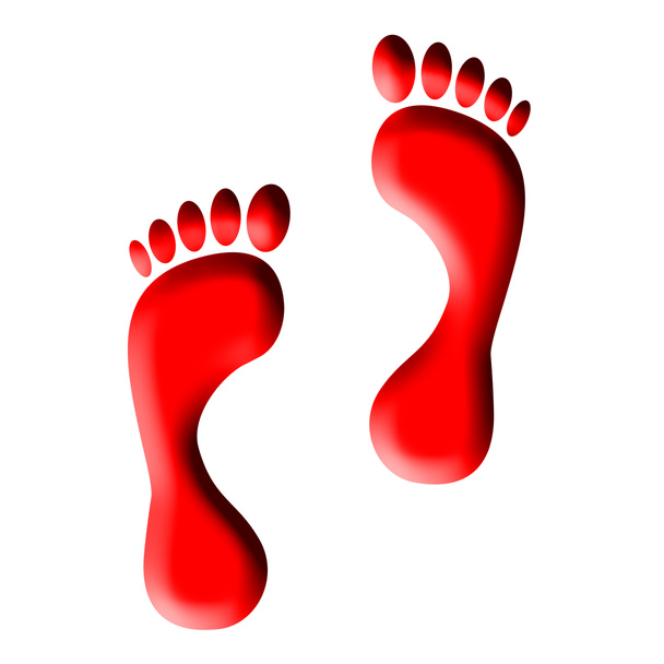 Red footprints against a white background - Photo, Image