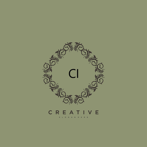 CI Beauty vector initial logo art, handwriting logo of initial signature, wedding, fashion, jewerly, boutique, floral and botanical with creative template for any company or business. - Vector, Image