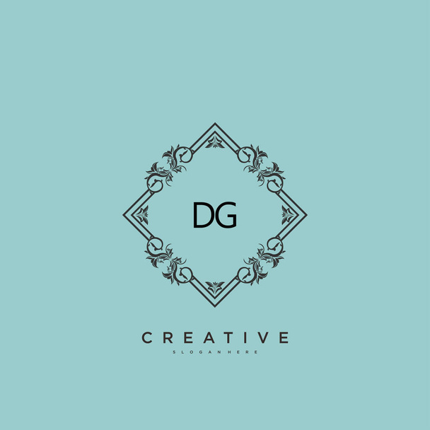 DG Beauty vector inicial logo art, letra logo de la firma inicial, boda, moda, joyería, boutique, floral y botánica con plantilla creativa para cualquier empresa o negocio. - Vector, Imagen
