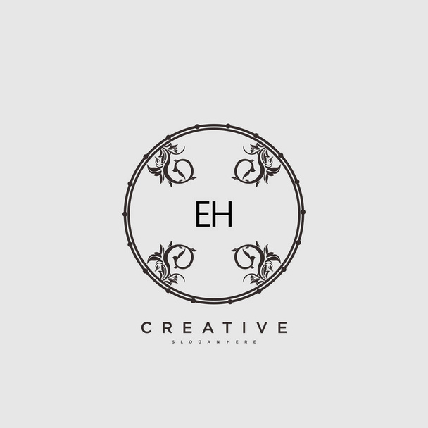 EH Beauty vector inicial logo art, logotipo de escritura a mano de firma inicial, boda, moda, joyería, boutique, floral y botánica con plantilla creativa para cualquier empresa o negocio. - Vector, Imagen