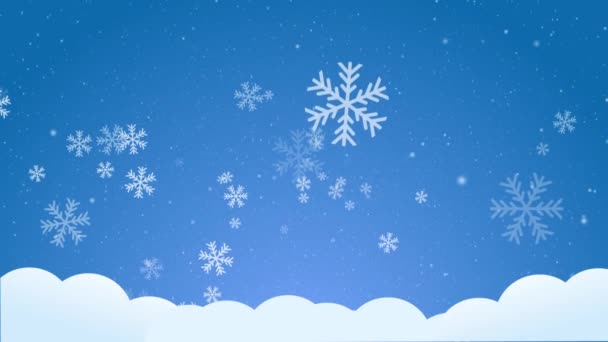 Año nuevo y fondo de Navidad. Animación de vídeo de lazo sin costuras. Linda animación de letras de Feliz Navidad con árbol de Navidad y copos de nieve cayendo. Feliz Navidad y regalos de Navidad fondo.  - Metraje, vídeo