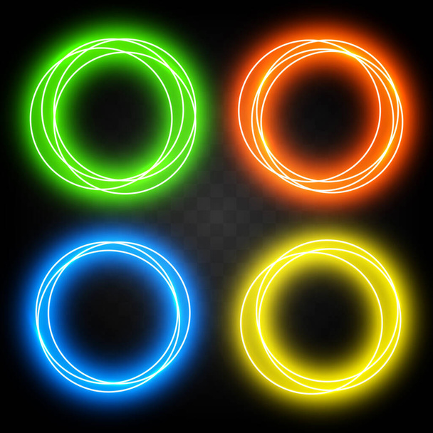 Set von Effekt-Neon-Kreisen für Design - Vektor, Bild