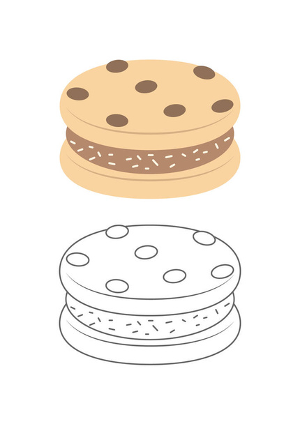 Sandwich Cookie Colorir página vetor ilustração - Vetor, Imagem