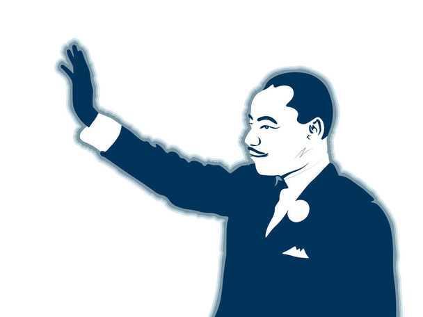 Martin Luther Jr. King. Czarno-biały portret narysowany ręcznie. Szkice ołówkowe Martin Luther Junior King. - Wektor, obraz