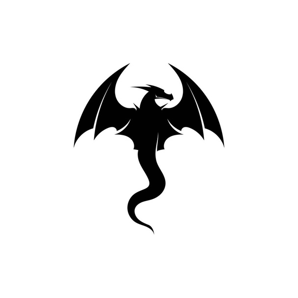 cabeça dragão cor plana logotipo modelo vetor ilustração design - Vetor, Imagem