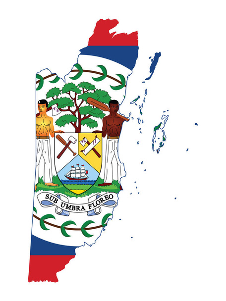 Vector Illustration of the Flag Incorporated Into the Map of Belize - Vector, Image