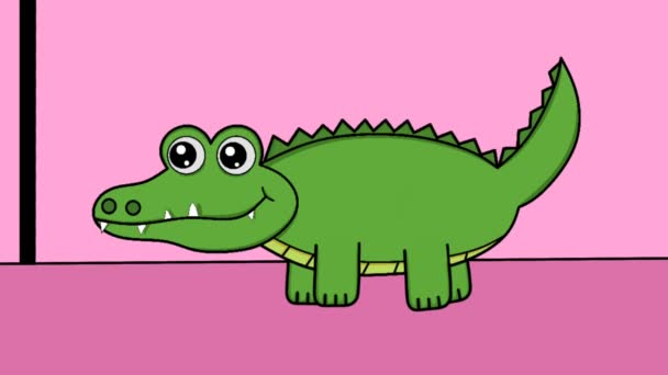 video animado de un logotipo de cocodrilo caminando - Imágenes, Vídeo