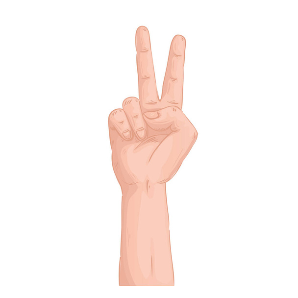 mano humana paz y amor símbolo icono aislado - Vector, Imagen