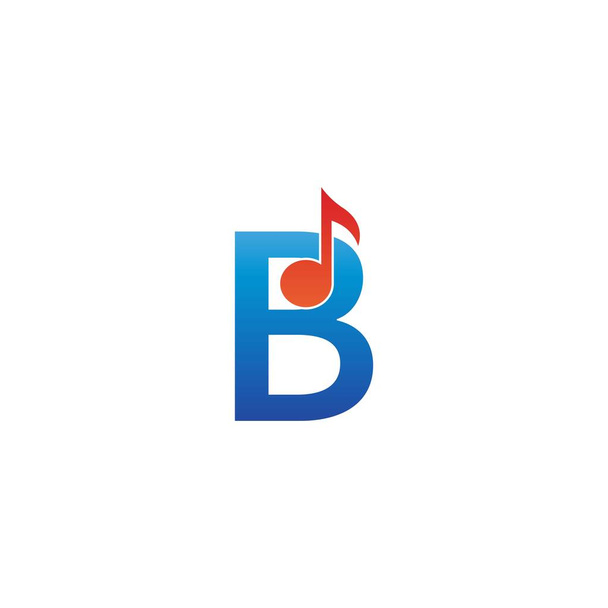 Buchstabe B Logo-Symbol kombiniert mit Note musikalische Design-Vorlage - Vektor, Bild