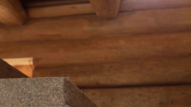 Hemp wool used as insulation in new eco building - Footage, Video