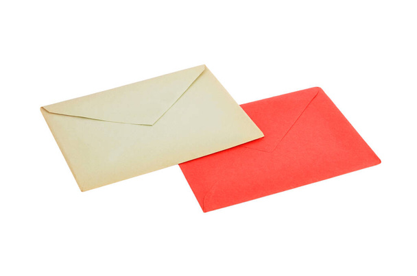 Handgefertigter Retro-Umschlag, isoliert auf weißem Hintergrund - Foto, Bild