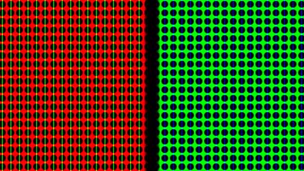 Pannelli di cerchi verdi e rossi Griglia che si muove verso la barra centrale - Filmati, video