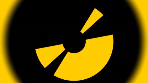 Radioaktywne promieniowanie Spinning Radio aktywny znak zagrożenia - Materiał filmowy, wideo