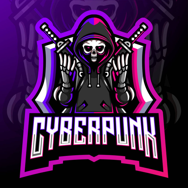 Талисман кибер-панка. дизайн логотипа esport - Вектор,изображение