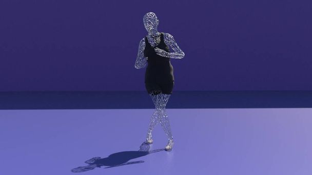 Bella ragazza del college Dancing, Hyper realistica posa di danza 3D di una donna metallica e trasparente, corpo metallico, 4k alta qualità. - Foto, immagini