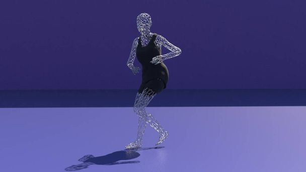 Beautiful women Dancing , Hyper Realistic 3D dancing pose of A metallic and transparent women , metallic body, 4k High Quality.3D render - Foto, immagini
