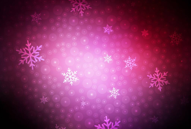 Σκούρο ροζ διάνυσμα φόντο σε στυλ διακοπών. Πολύχρωμη απεικόνιση με χιόνι και το νέο έτος Χριστούγεννα μπάλες. Μοτίβο για διαφημίσεις, αφίσα, πανό των βιβλίων. - Διάνυσμα, εικόνα
