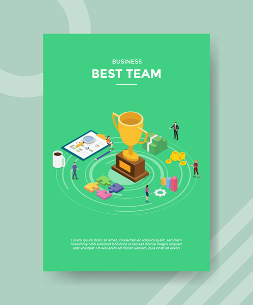 best winner team with some prize reward and trophy for template flyer and print banner cover book books modern flat style vector design illustration - Wektor, obraz