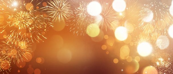 Colorful firework with bokeh background. New Year celebration, Abstract holiday background - Photo, Image