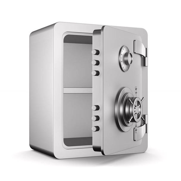 open safe on white background. Isolated 3D illustration - Fotografie, Obrázek